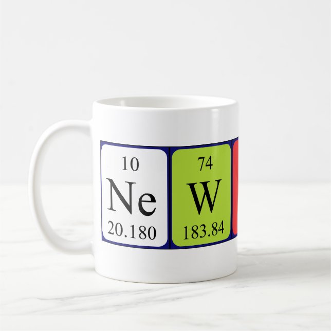 Café Caneca do nome da mesa periódica de Newton (Esquerda)