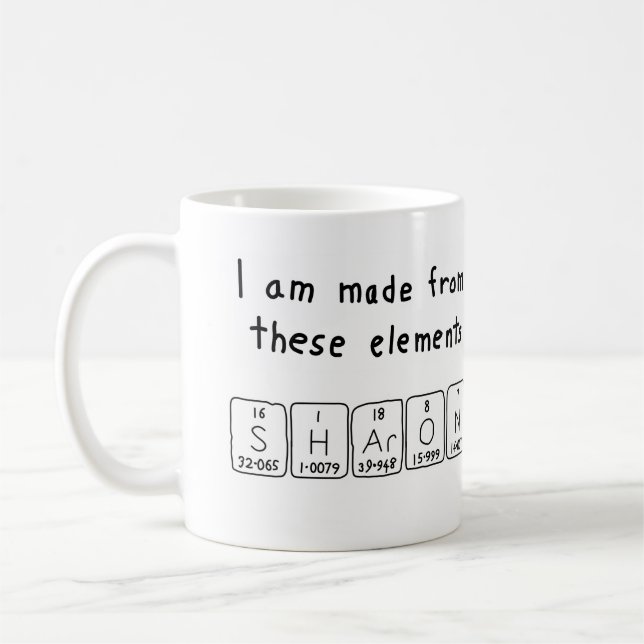 Café Caneca do nome da mesa periódica de Sharon (Esquerda)