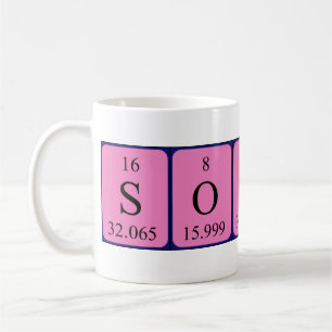 Café Caneca do nome da mesa periódica de Sophi