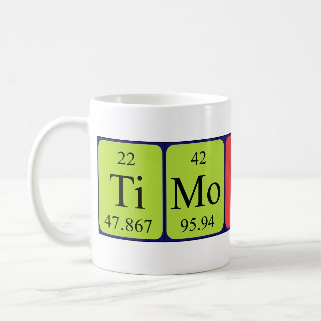 Café Caneca do nome da mesa periódica de Timothy (Esquerda)
