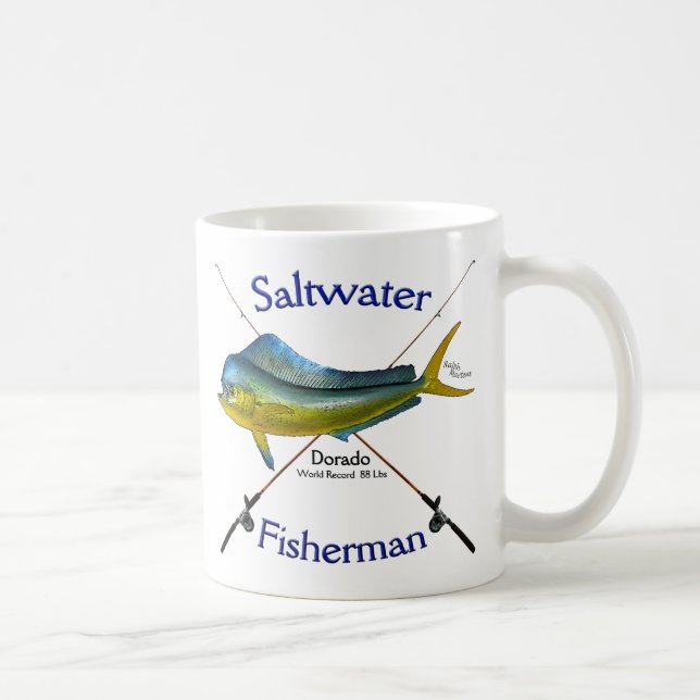 Café Caneca do pescador da água salgada de Dorado (Direita)