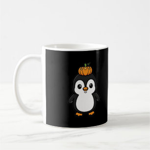 Café Caneca do Pinguim da Coroa de Abóbora de Halloween