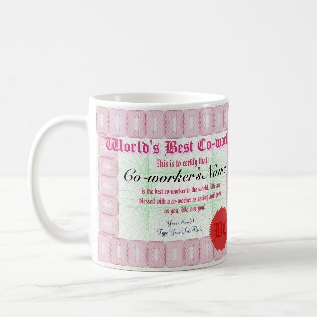 Café Caneca do prêmio do certificado do colega de (Esquerda)