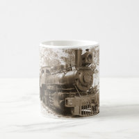 caneca do sepia da locomotiva de vapor
