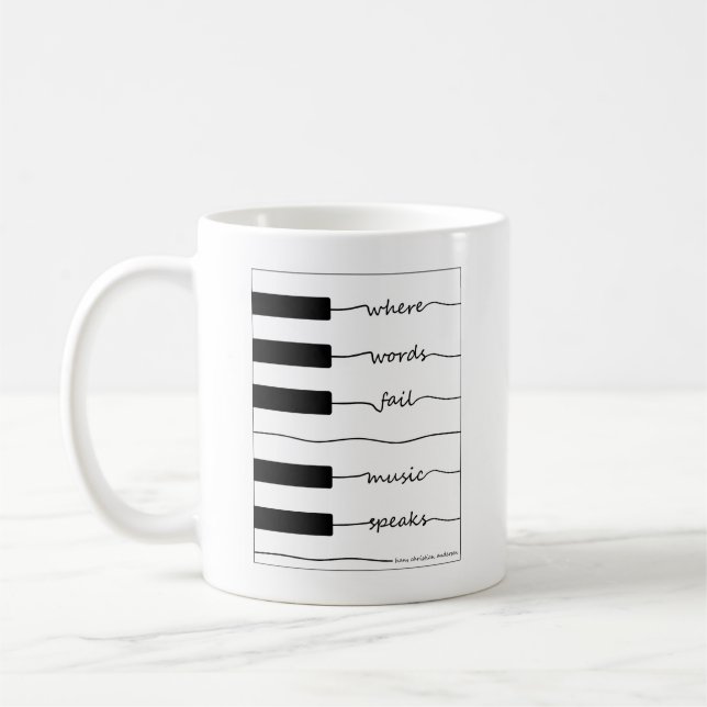 Café Caneca do teclado de piano com citações inspiradas (Esquerda)