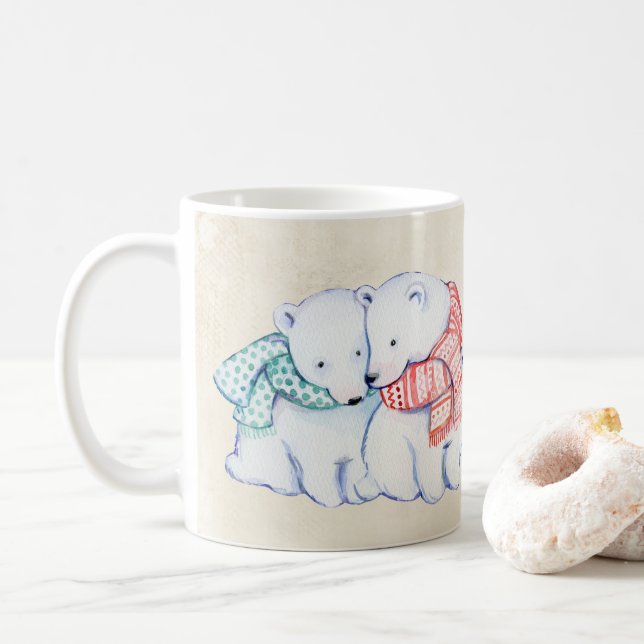 CAFÉ CANECA DO URSO POLAR.  PRESENTE DE POLARBEAR (Com Donut)