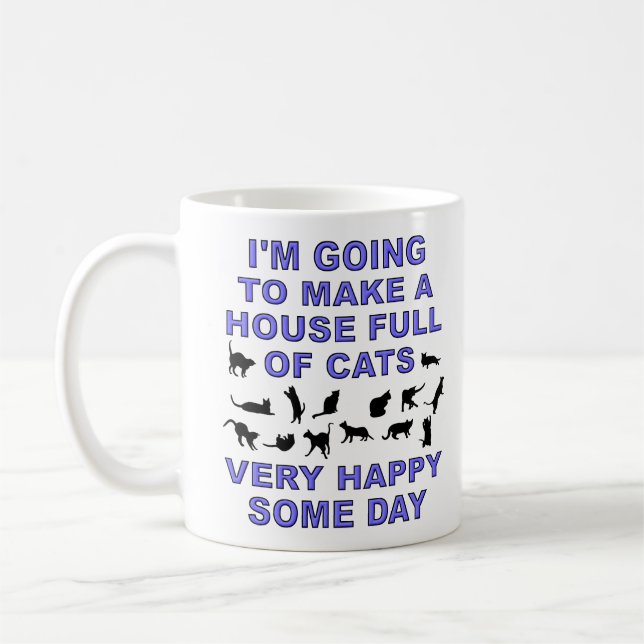 Café Caneca Dona de Gatos Engraçados Casa Cheia de Gato (Esquerda)