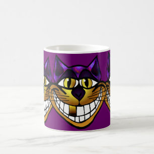 Café Caneca dourada do gato de Cheshire