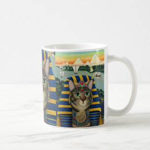 Café Caneca egípcia da arte da fibra de Bastet Egipto