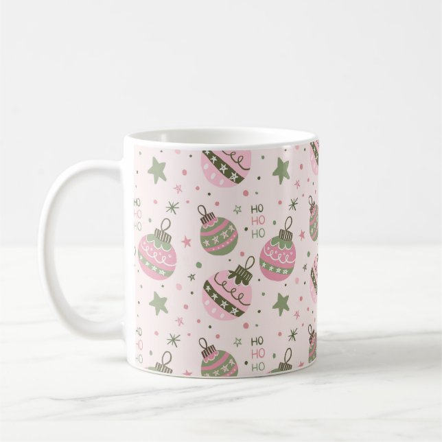 Café Caneca Enfeite de Natal Rosa Fofa (Esquerda)