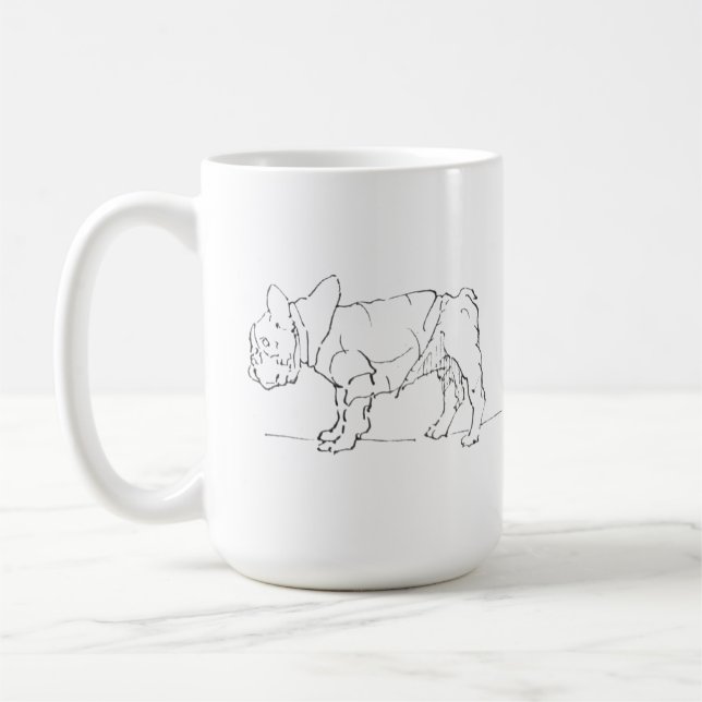 Café Caneca Engraçada de Cachorro Bulldog Francês Fofo, (Esquerda)