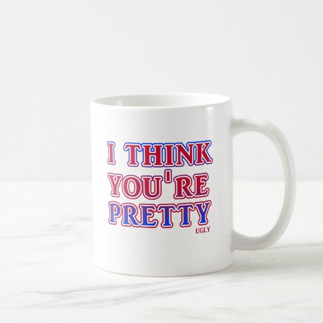 Café Caneca Engraçada de Insultos Bonito Feio Divertido (Direita)