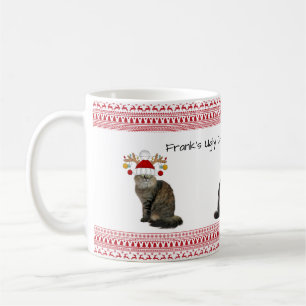 Café Caneca Engraçada e Feia de Natal - Gatos Mal-humor