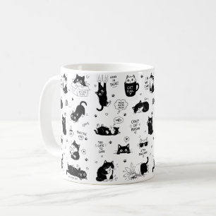 Café Caneca Engraçada para Amantes de Gatos Padrão Pret