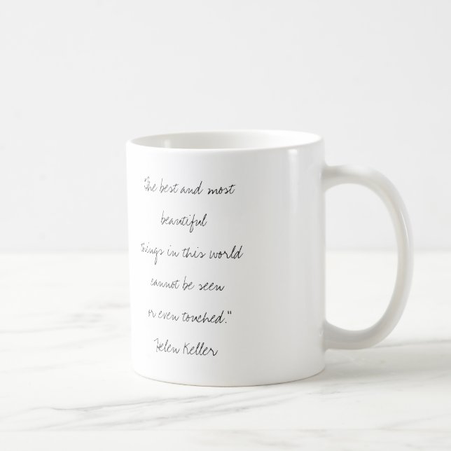Café Caneca escrita à mão das citações de Helen Keller (Direita)