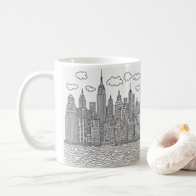 Café caneca especial para os arranha-céus de Manhattan (Com Donut)