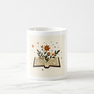 Café Caneca Estética de Livro Aberto Floral