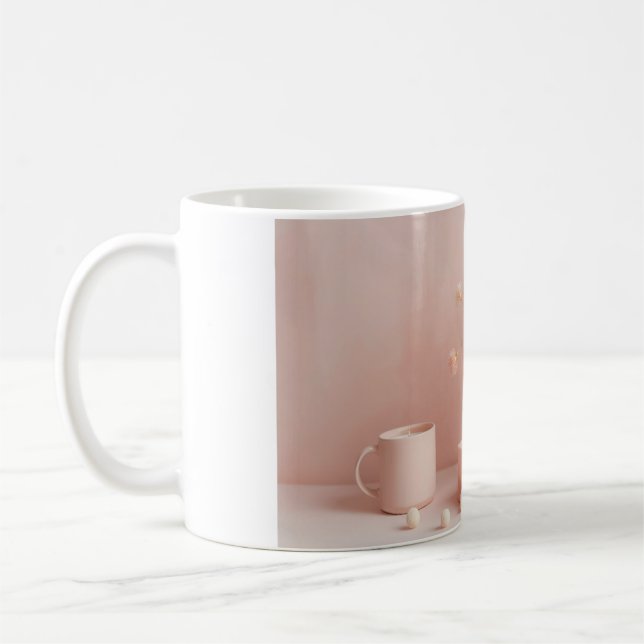 Café Caneca Estética Rosa Bege - Caneca de Flores Secas (Esquerda)