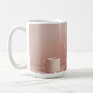 Café Caneca Estética Rosa Bege - Caneca de Flores Secas