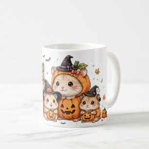 Café Caneca Família de Hamster no Halloween