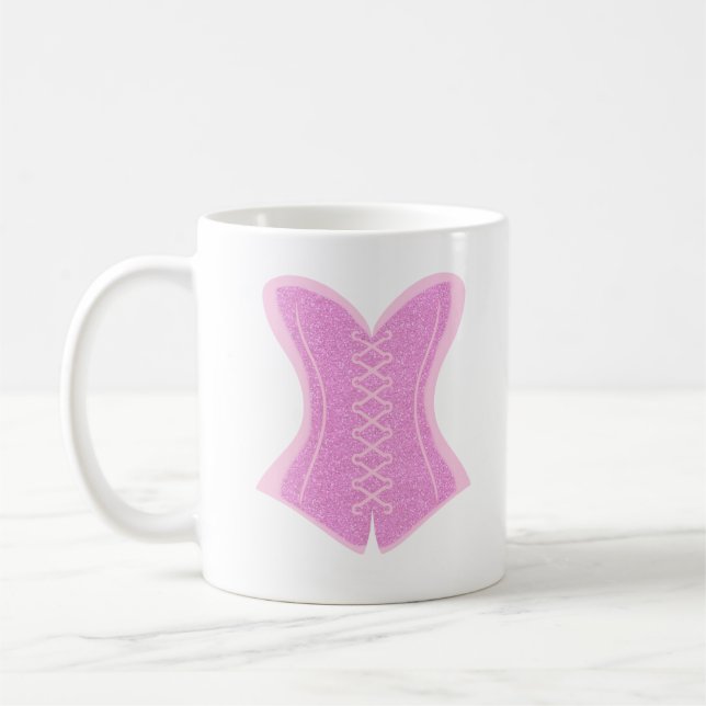 Café Caneca Fantasia de Córset com Glitter Rosa (Esquerda)