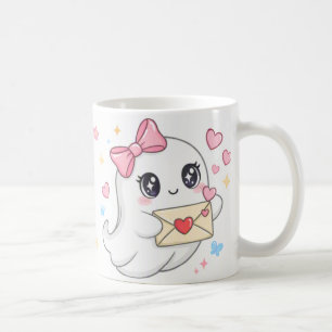 Café Caneca Fantasma Fofa com Carta de Amor – Pastel Ka