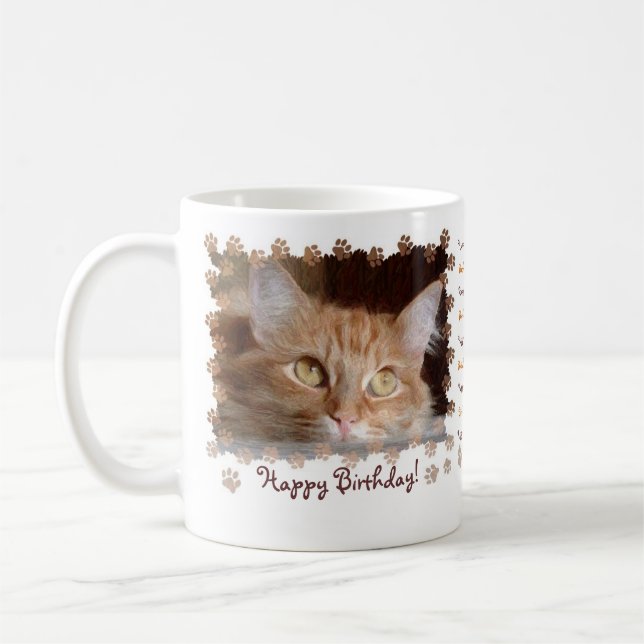 Café Caneca feliz de Birhtday do gatinho do gato dos (Esquerda)