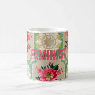 Café Caneca feminista do papel de parede do vintage