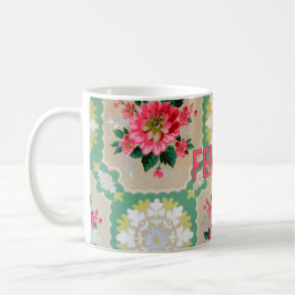 Café Caneca feminista do papel de parede do vintage