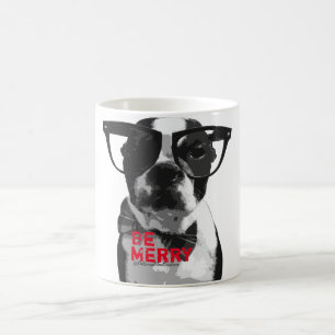 Café Caneca festiva de Boston Terrier do hipster!!