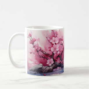 Café caneca florada de cereja