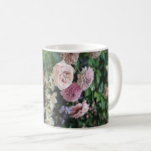 Café Caneca Floral de Arte Fina Rosa Empoeirada Românti