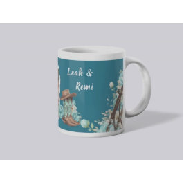 Café Caneca Floral de Cavalo Ocidental – Azul Marinho