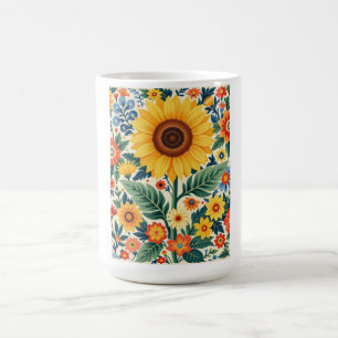 Café Caneca floral de girassol