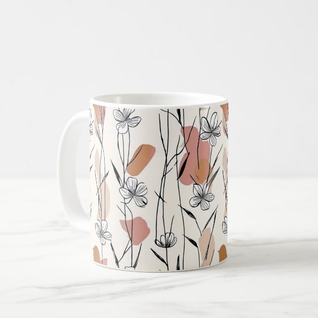 Café Caneca Floral de Linha Vibrante (Frente Esquerda)