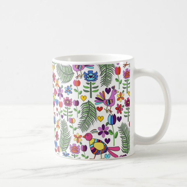 Café Caneca floral do Doodle de Otomi (Direita)