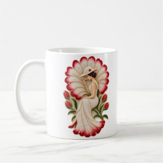 Café Caneca Floral Feminina de Pérolas Elegantes