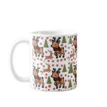 Caneca floral fofa de rena