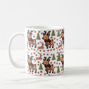Café Caneca floral fofa de rena