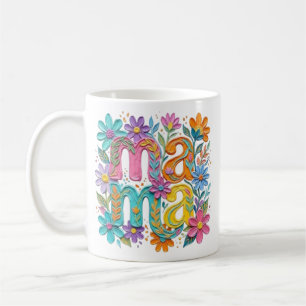Café caneca floral mama, caneca de mãe fofa, caneca de 