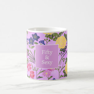 Café Caneca floral rosa romântica elegante de 50 anos