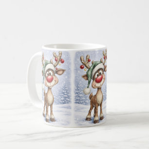 Café Caneca Fofa de Rena de Natal