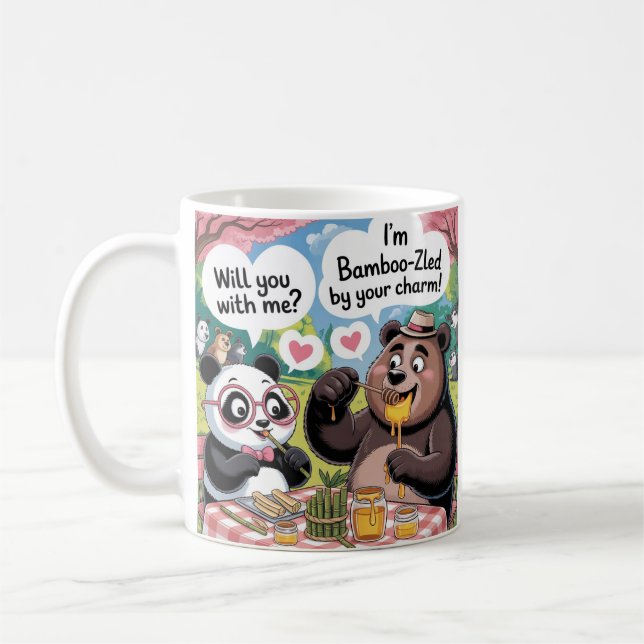 Café caneca fofa e engraçada de panda e urso (Esquerda)