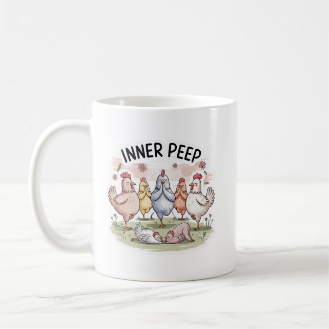 Café Caneca “Frango Yoga” Animais de Fazenda Engraçados (Esquerda)