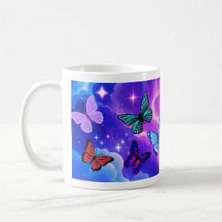 Café Caneca Galáxia de Borboletas Mágicas & Estrelas