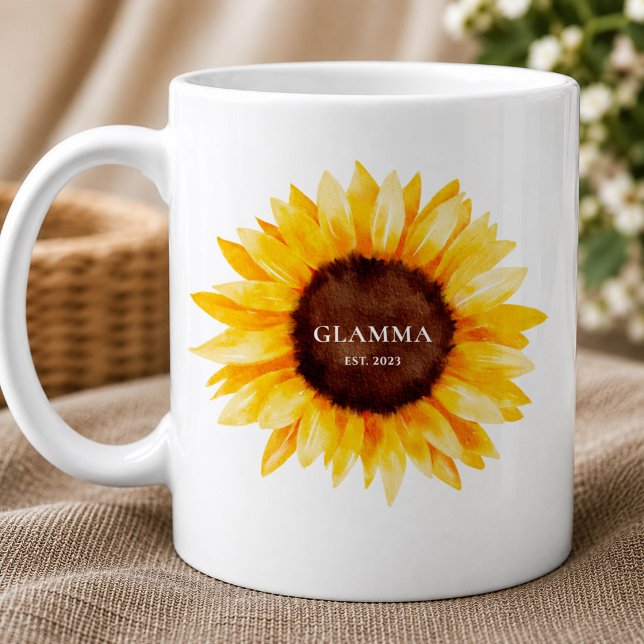 Café Caneca Glamma de Girassol | Presente para a Vovó (Criador carregado)