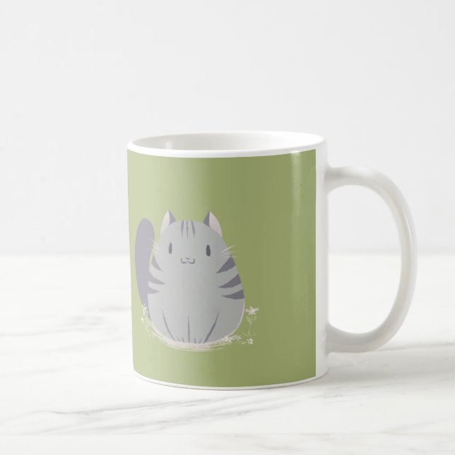 Café Caneca gorda do gato de gato malhado (Direita)