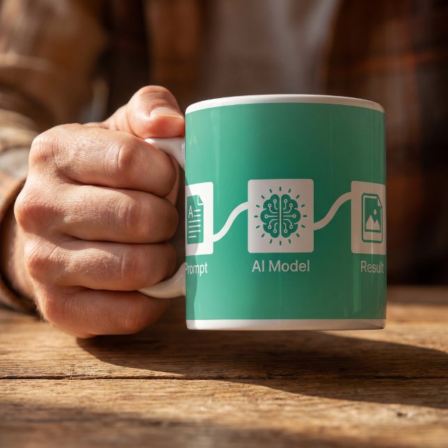 Café Caneca Gráfica do Processo de Criador de IA (Criador carregado)