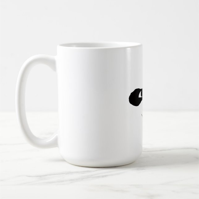 Café Caneca Gráfica Preto e Branco Rosto de Panda Sorri (Esquerda)