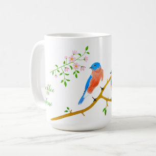 Café Caneca Grande Clássica de Pássaros Azuis